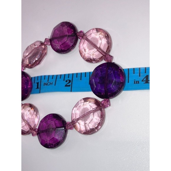 Large Purple & Lavender Glass Crystal Stretch 7 Inch Bracelet! - Picture 9 of 10